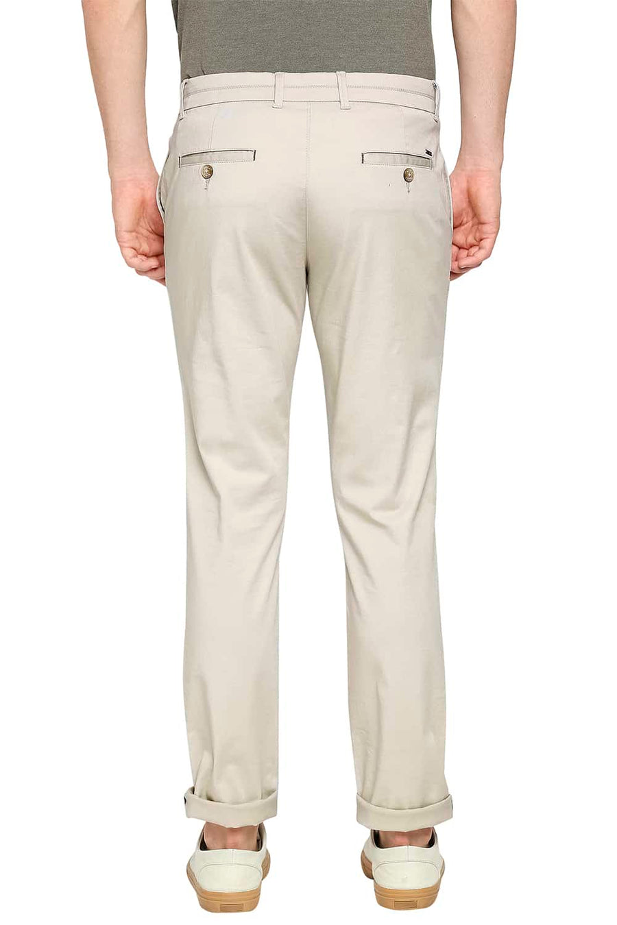BASICS TAPERED FIT OYSTER ECRU STRETCH TROUSER