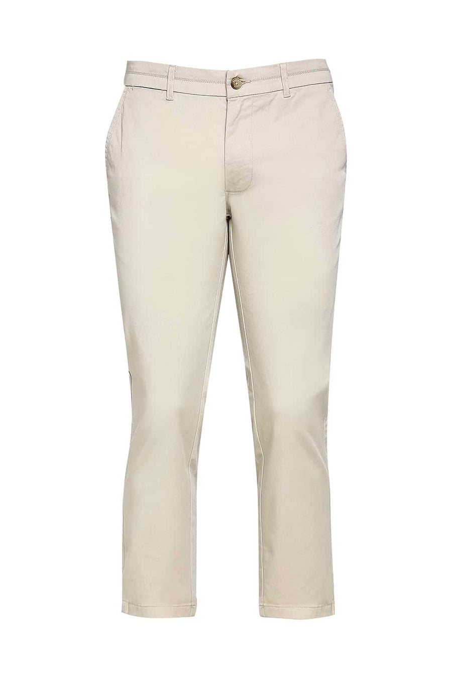 BASICS TAPERED FIT OYSTER ECRU STRETCH TROUSER
