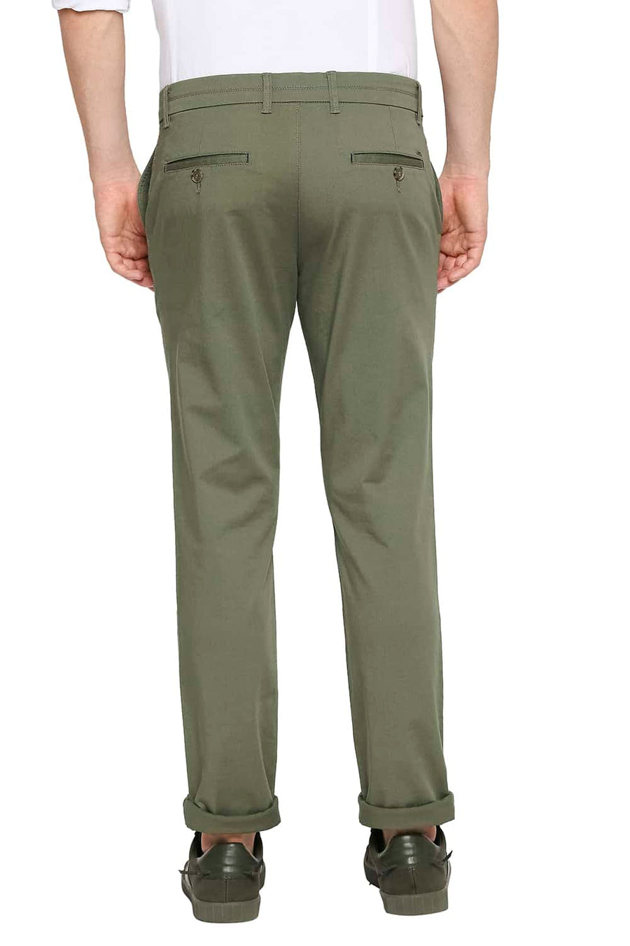 BASICS TAPERED FIT DOUGLAS GREEN STRETCH TROUSER