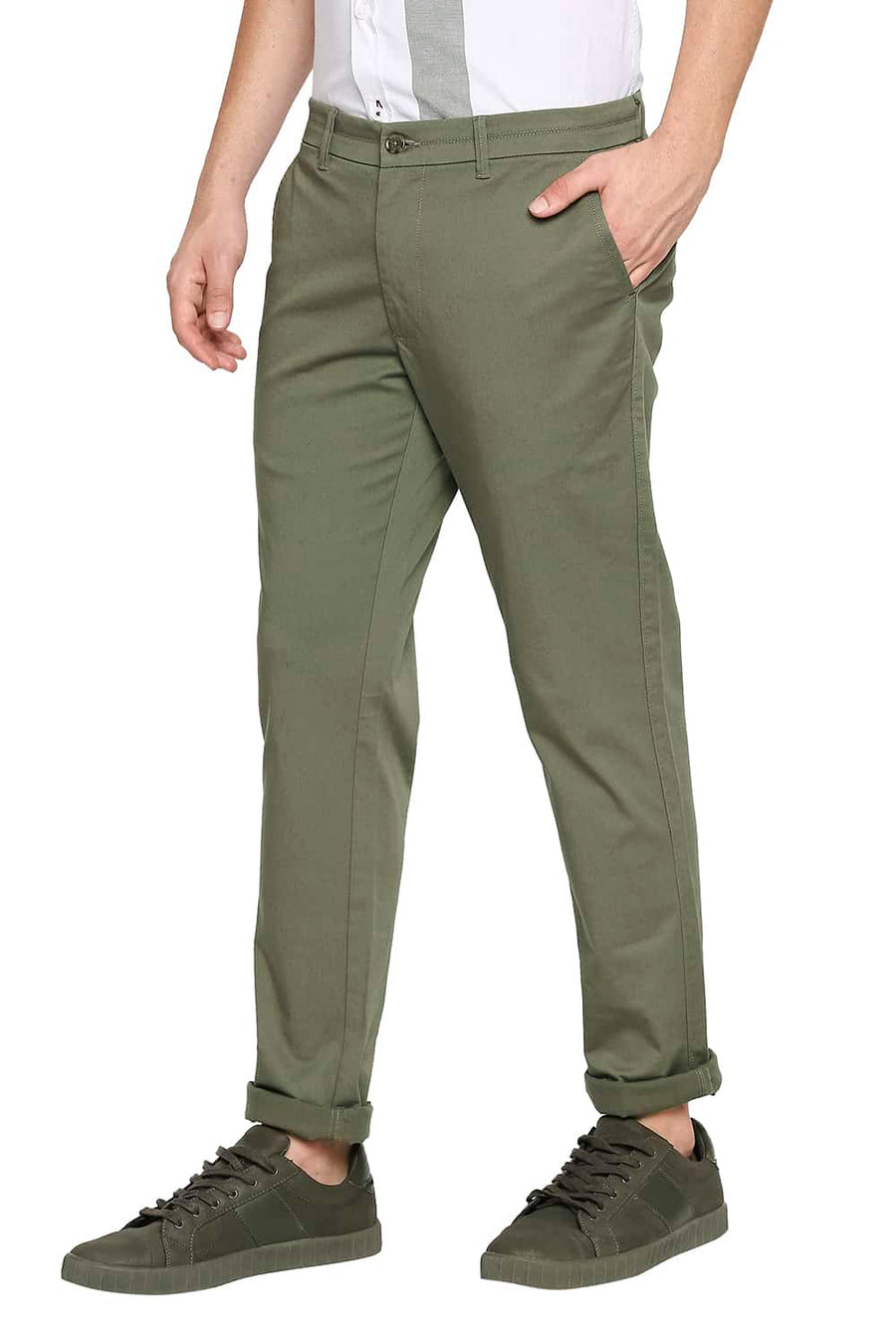 BASICS TAPERED FIT DOUGLAS GREEN STRETCH TROUSER