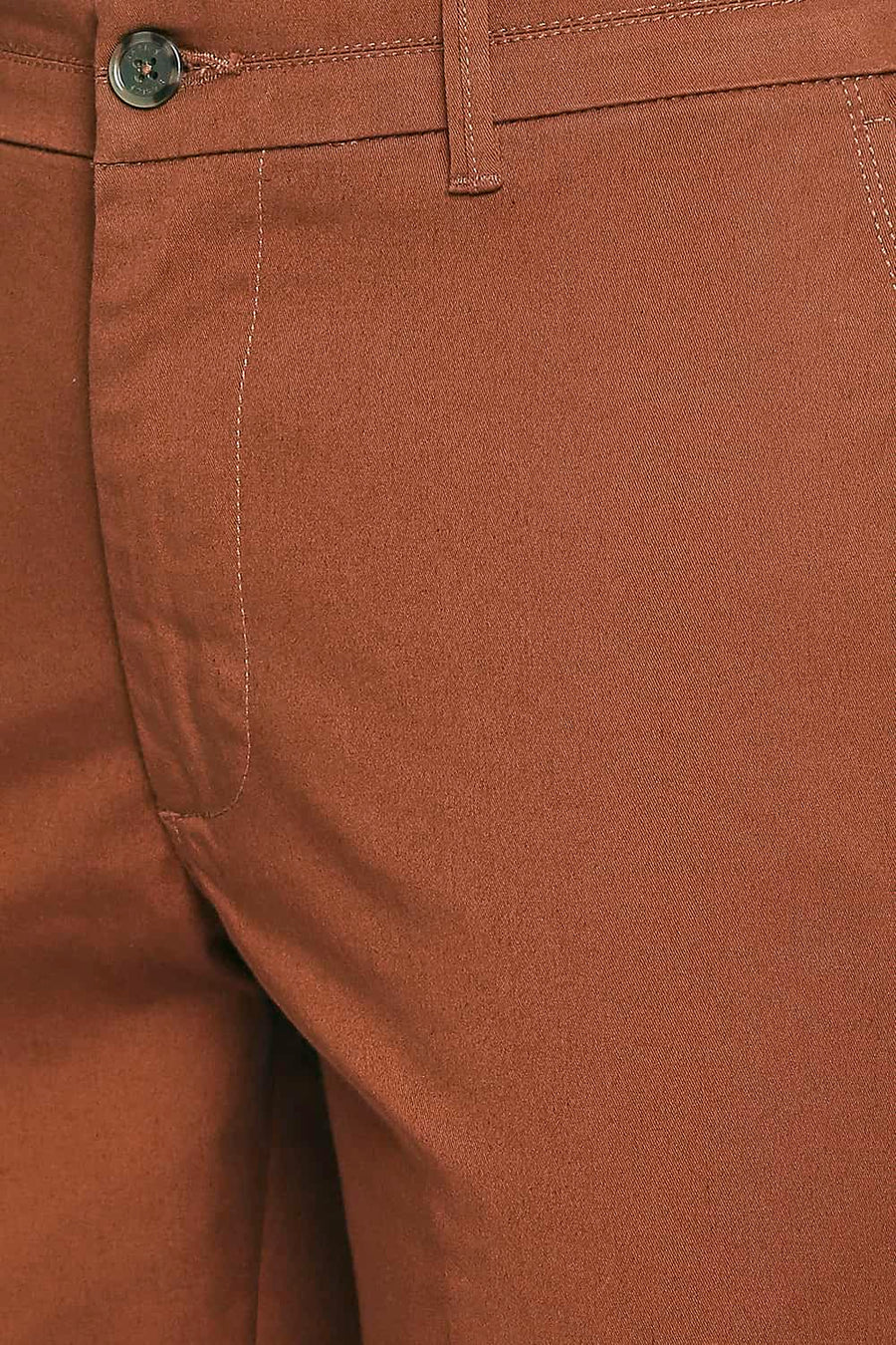 BASICS TAPERED FIT UMBER BRICK STRETCH TROUSER