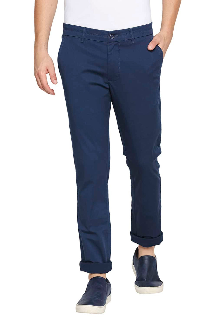 BASICS TAPERED FIT KEY-LARGO BLUE STRETCH TROUSER