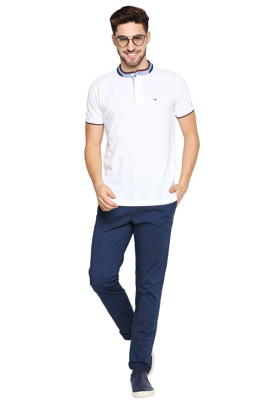 BASICS TAPERED FIT KEY-LARGO BLUE STRETCH TROUSER
