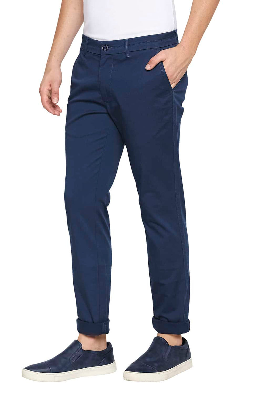 BASICS TAPERED FIT KEY-LARGO BLUE STRETCH TROUSER