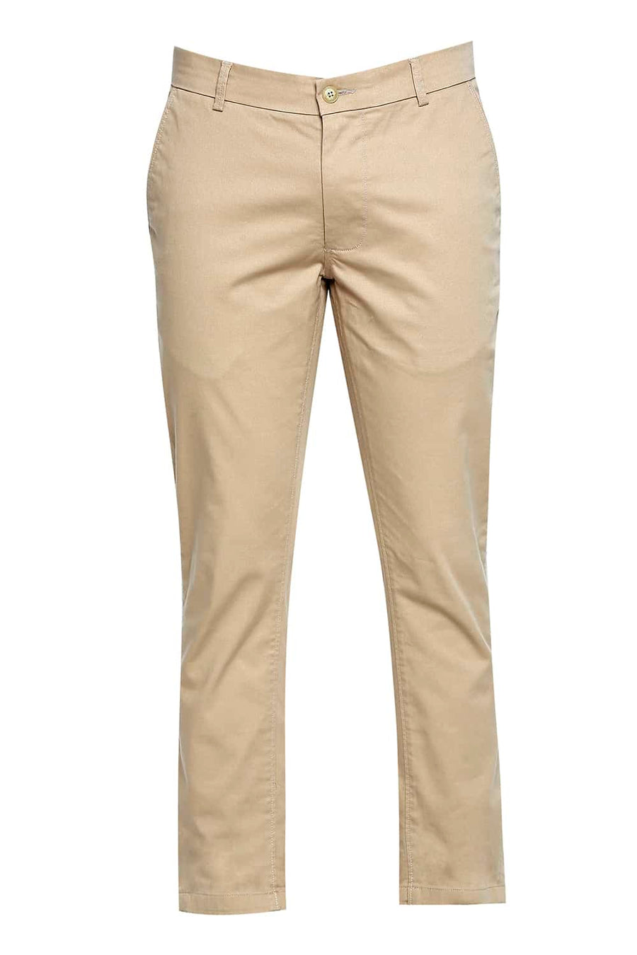 BASICS TAPERED FIT LATTE KHAKI STRETCH TROUSER