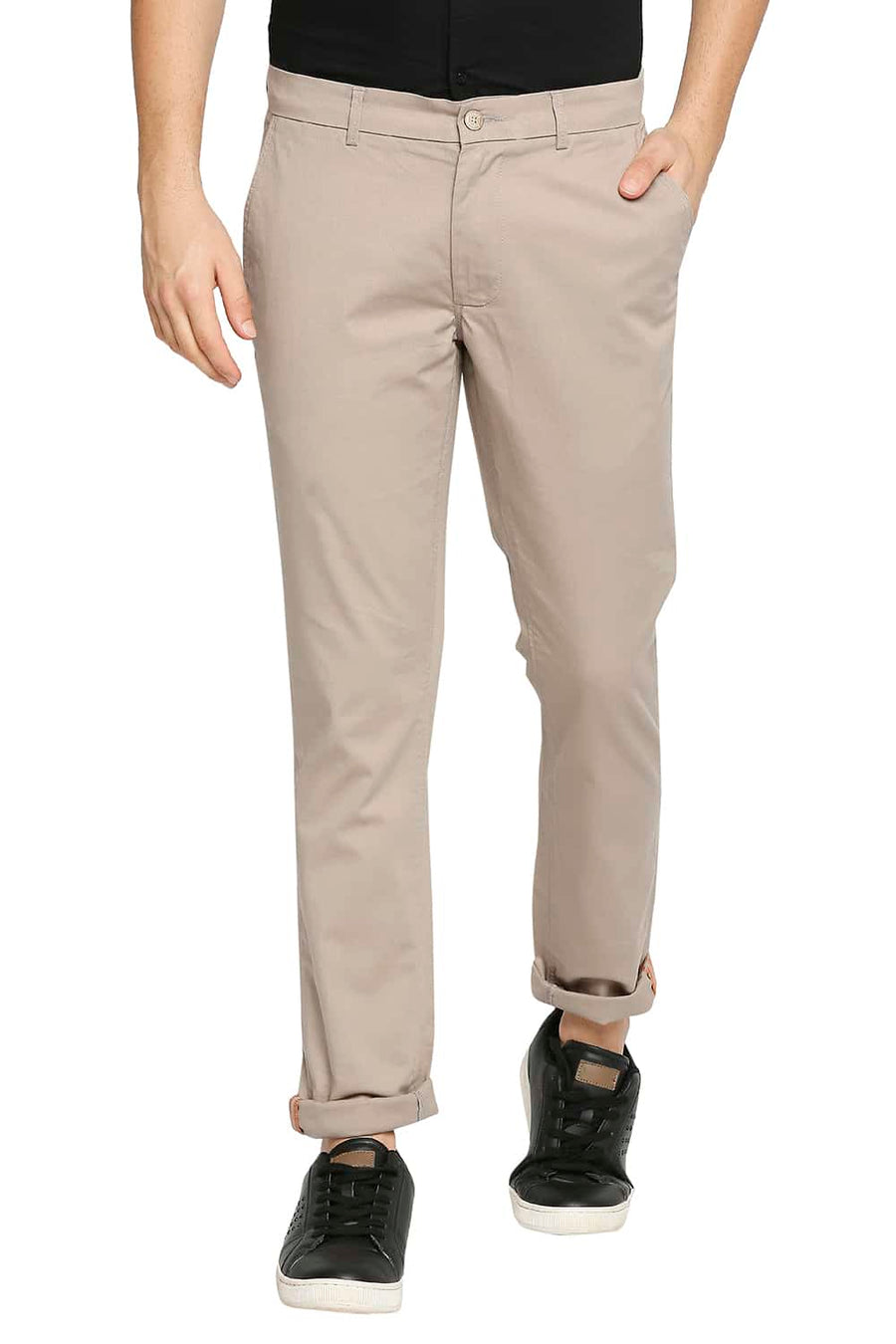 BASICS TAPERED FIT DUNE BEIGE STRETCH TROUSER
