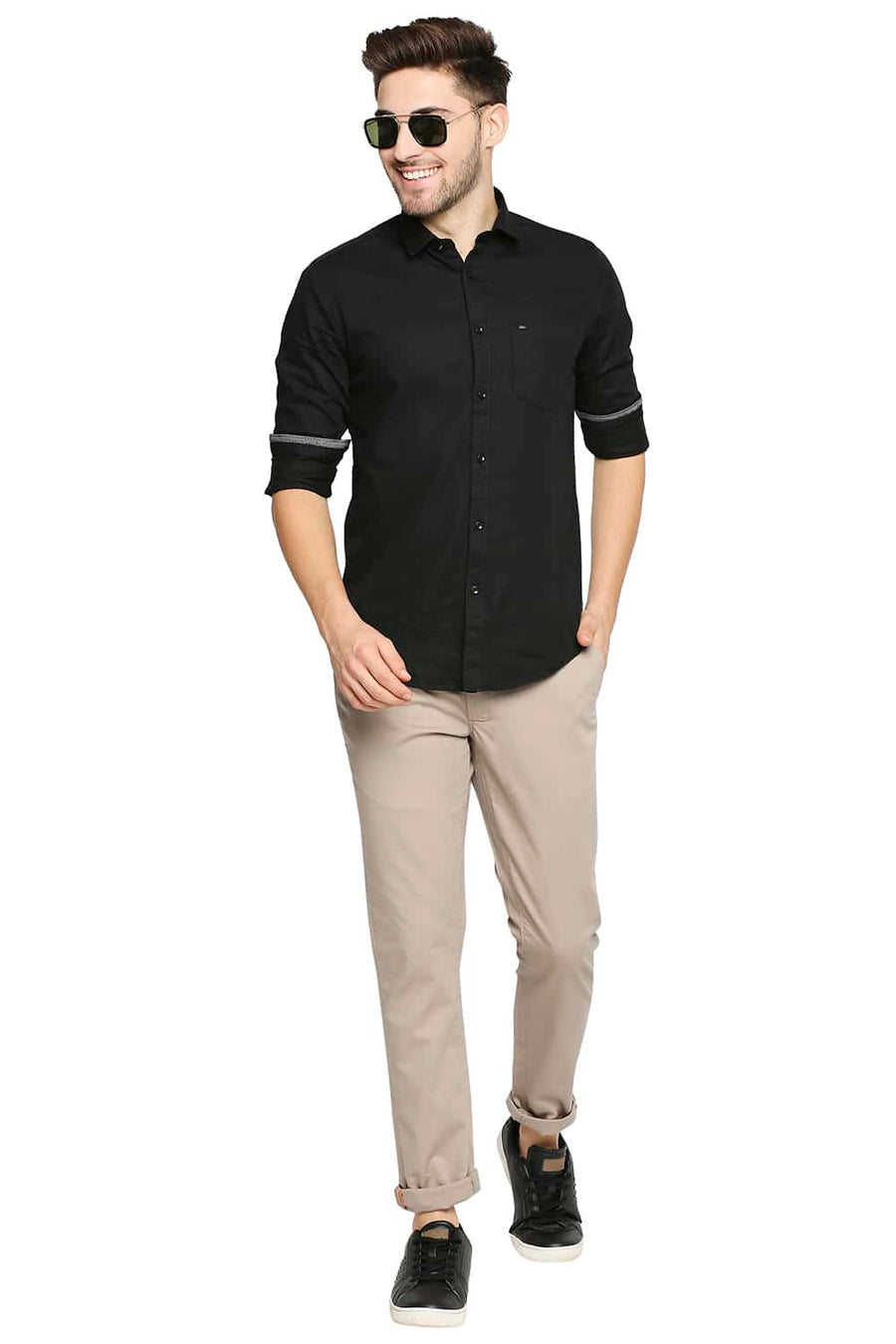 BASICS TAPERED FIT DUNE BEIGE STRETCH TROUSER