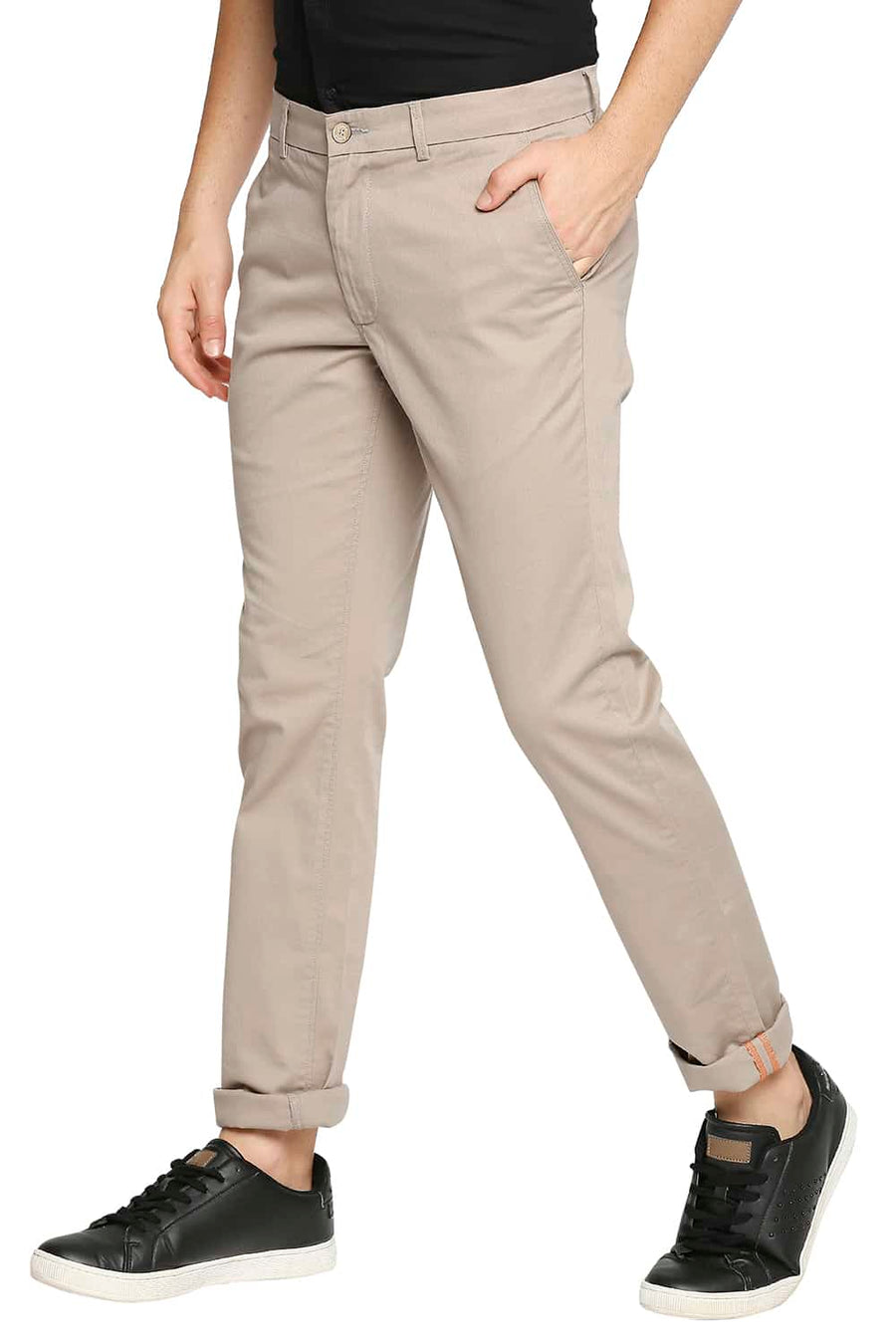 BASICS TAPERED FIT DUNE BEIGE STRETCH TROUSER