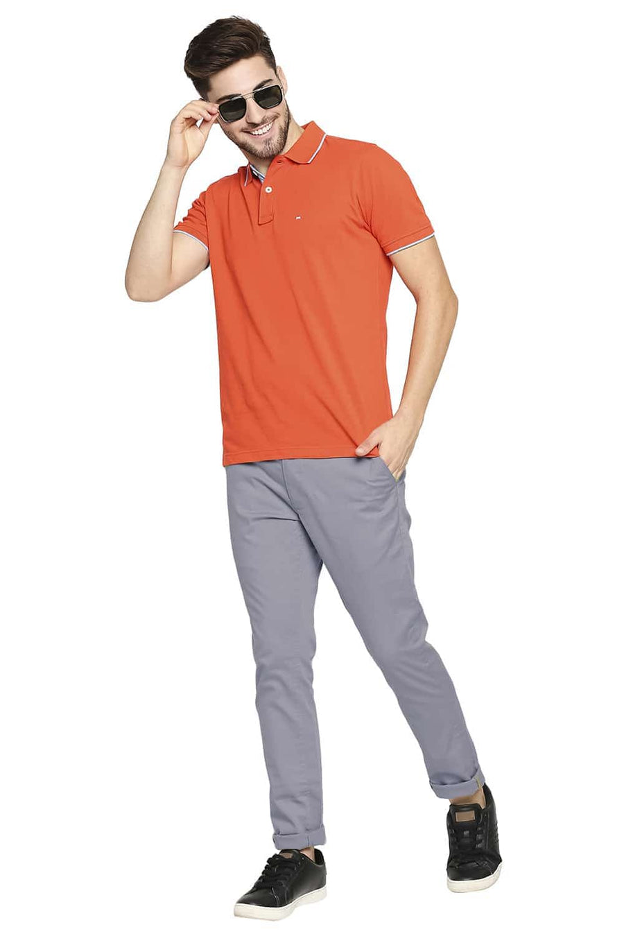 BASICS TAPERED FIT DAWN BLUE STRETCH TROUSER