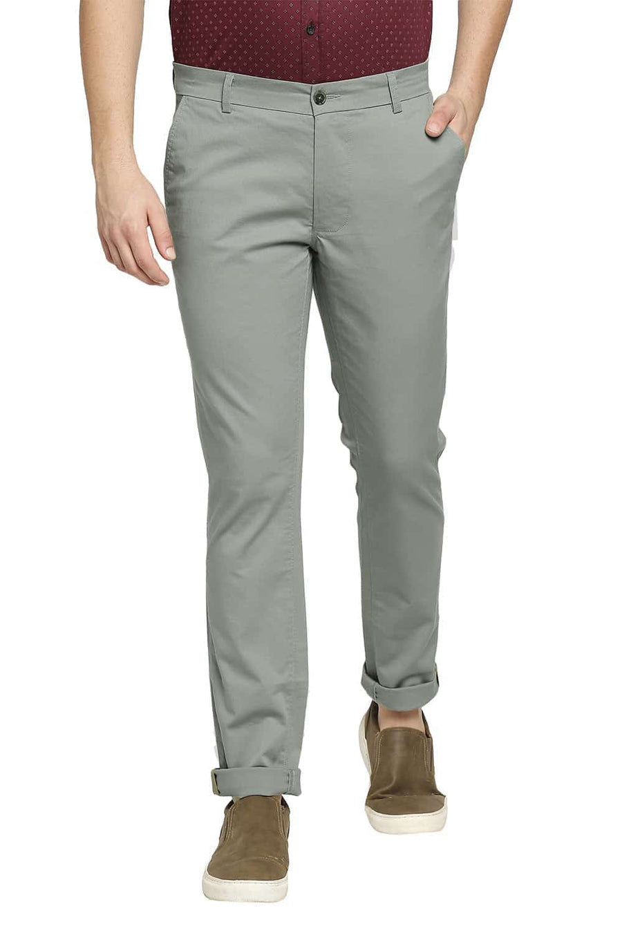 BASICS TAPERED FIT ICEBERG GREEN STRETCH TROUSER