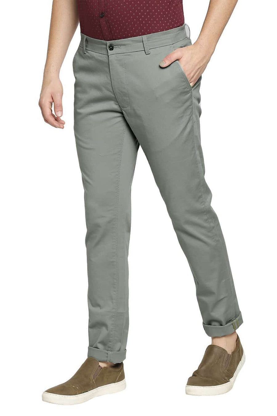 BASICS TAPERED FIT ICEBERG GREEN STRETCH TROUSER