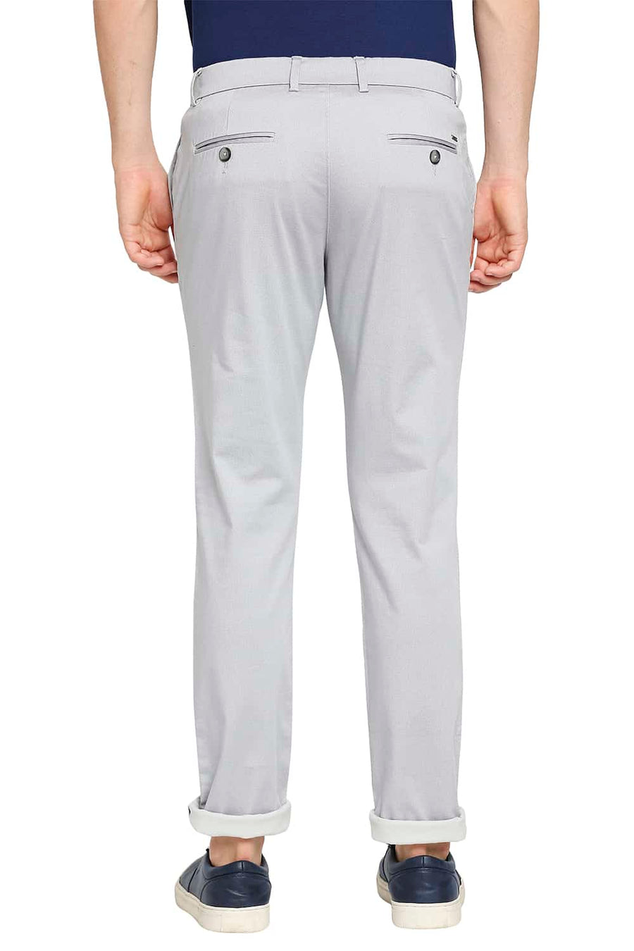 BASICS TAPERED FIT DROPLET GREY STRETCH TROUSER