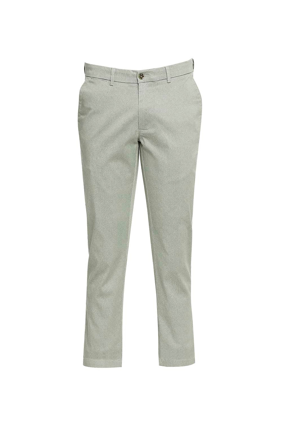 BASICS TAPERED FIT HEDGE GREEN STRETCH TROUSER