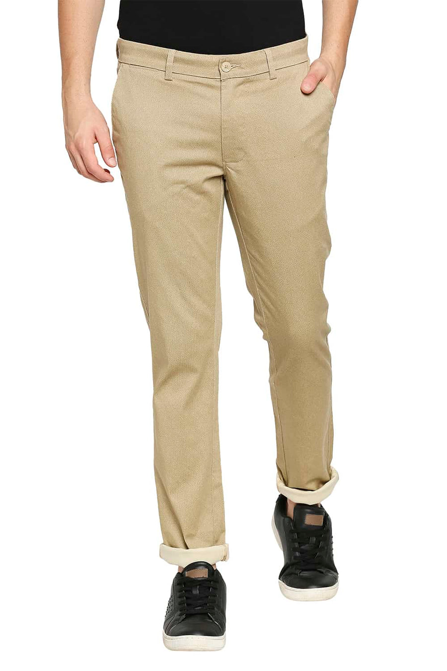 BASICS TAPERED FIT MOONSTONE KHAKI STRETCH TROUSER