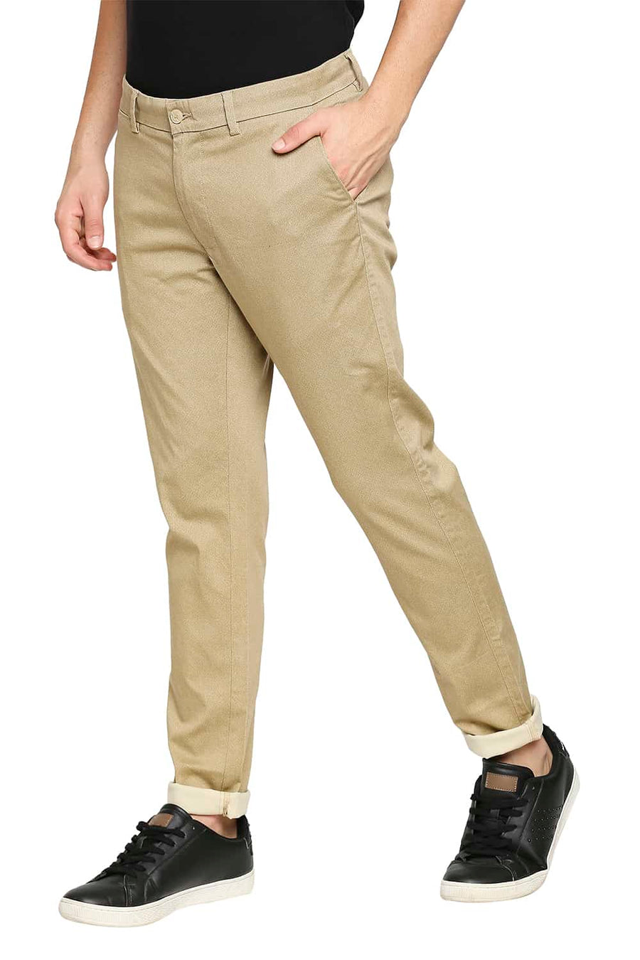 BASICS TAPERED FIT MOONSTONE KHAKI STRETCH TROUSER