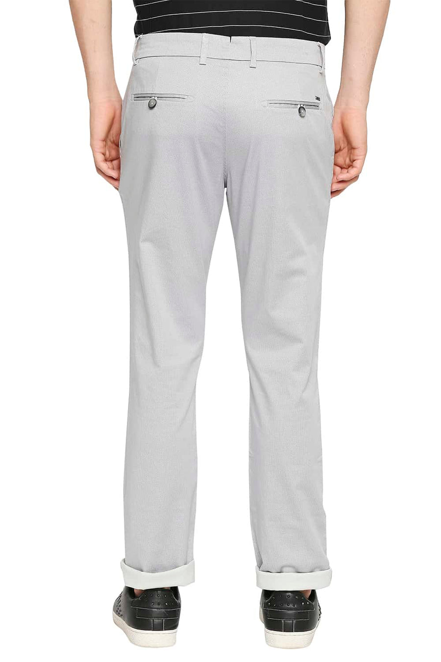 BASICS TAPERED FIT DEW GREY STRETCH TROUSER