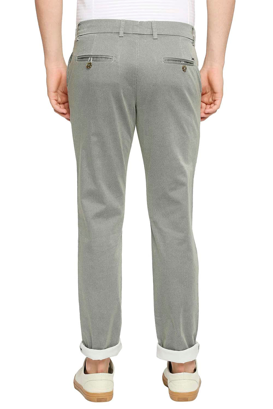 BASICS TAPERED FIT CYPRESS GREEN STRETCH TROUSER
