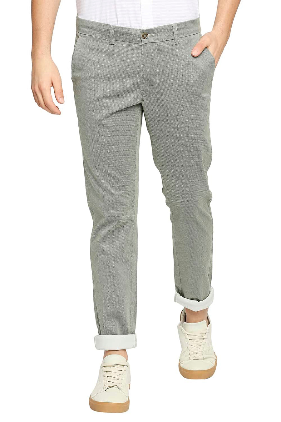 BASICS TAPERED FIT CYPRESS GREEN STRETCH TROUSER