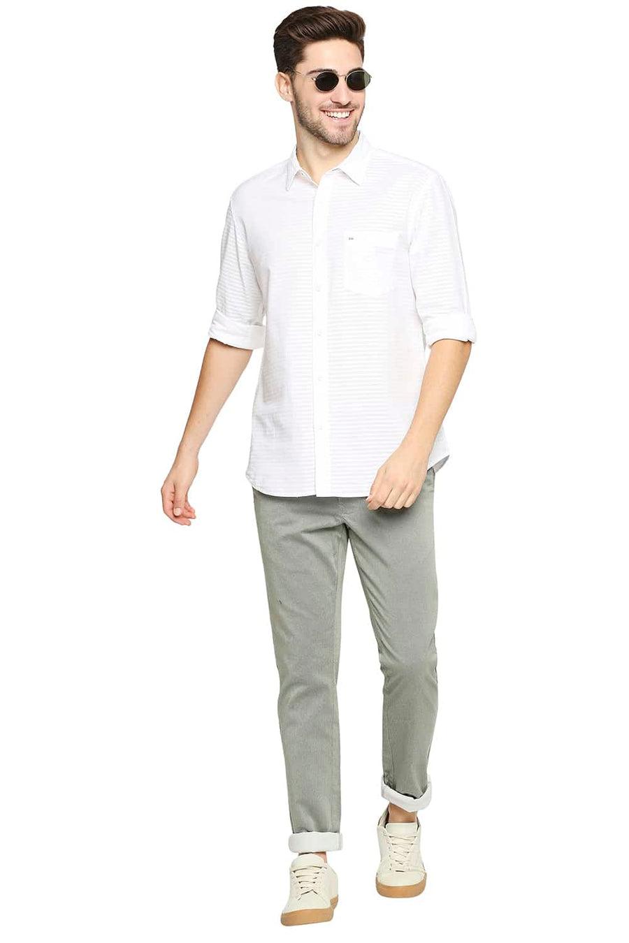 BASICS TAPERED FIT CYPRESS GREEN STRETCH TROUSER