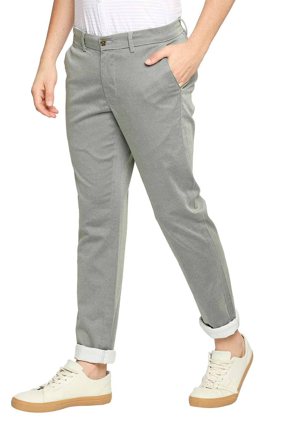 BASICS TAPERED FIT CYPRESS GREEN STRETCH TROUSER