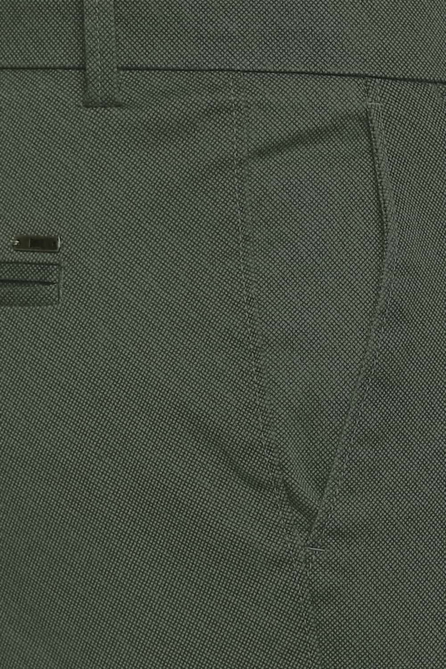 BASICS TAPERED FIT CAMPSITE GREEN STRETCH TROUSER