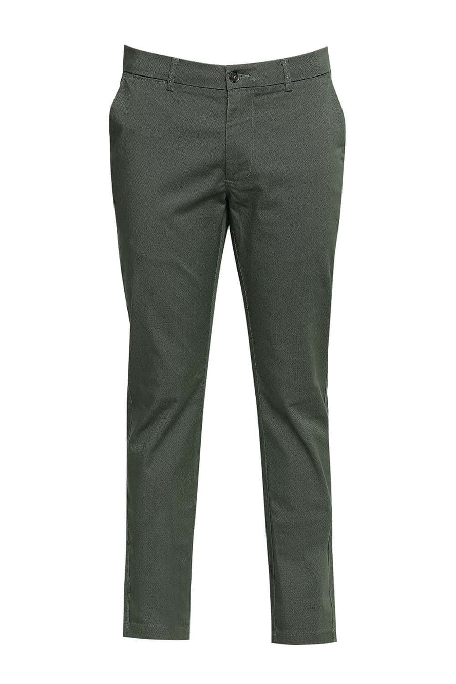 BASICS TAPERED FIT CAMPSITE GREEN STRETCH TROUSER