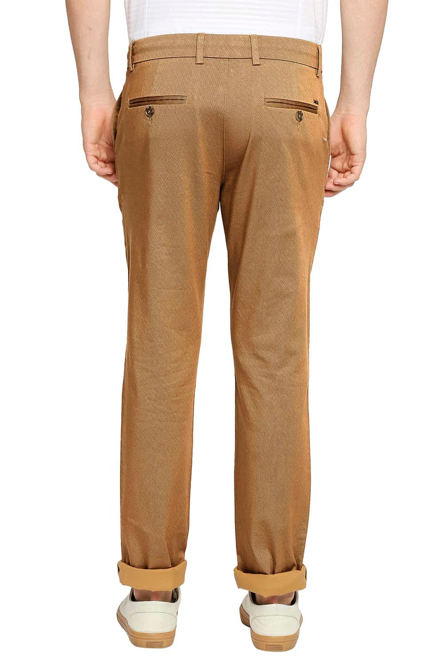 BASICS TAPERED FIT TAFFY BROWN STRETCH TROUSER