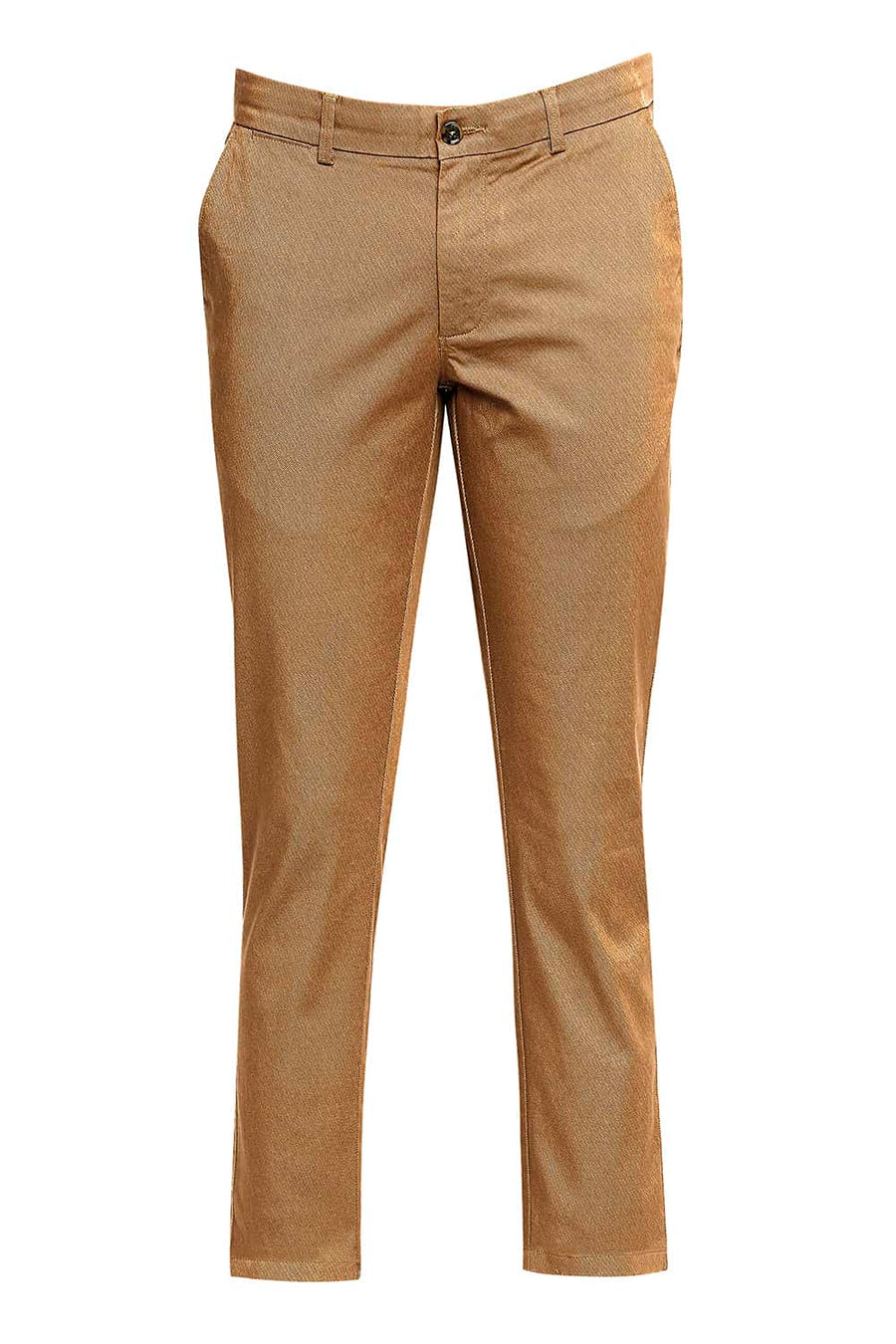 BASICS TAPERED FIT TAFFY BROWN STRETCH TROUSER