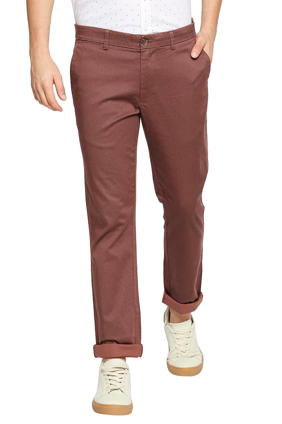 BASICS TAPERED FIT AZTEC BRICK STRETCH TROUSER