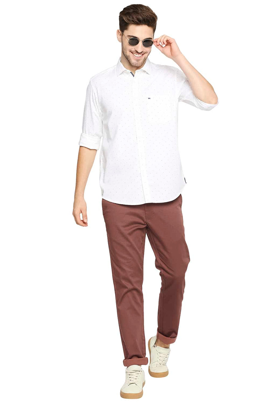 BASICS TAPERED FIT AZTEC BRICK STRETCH TROUSER