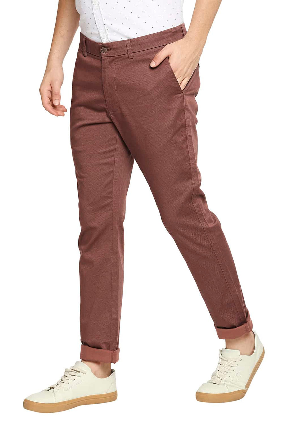 BASICS TAPERED FIT AZTEC BRICK STRETCH TROUSER