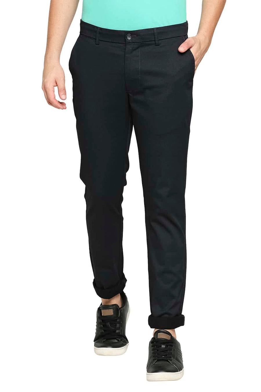 BASICS TAPERED FIT CAVIAR BLACK STRETCH TROUSER