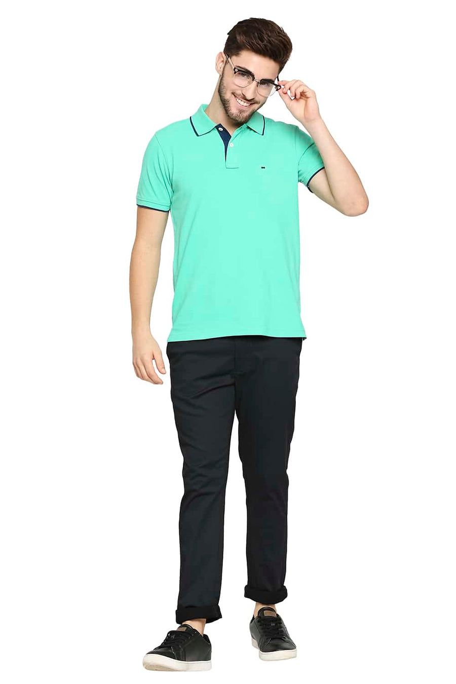 BASICS TAPERED FIT CAVIAR BLACK STRETCH TROUSER