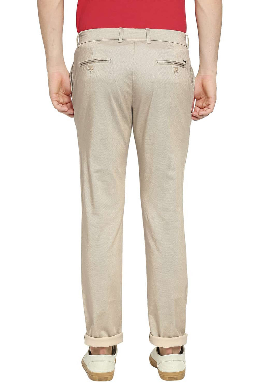 BASICS TAPERED FIT BISCOTTI KHAKI STRETCH TROUSER