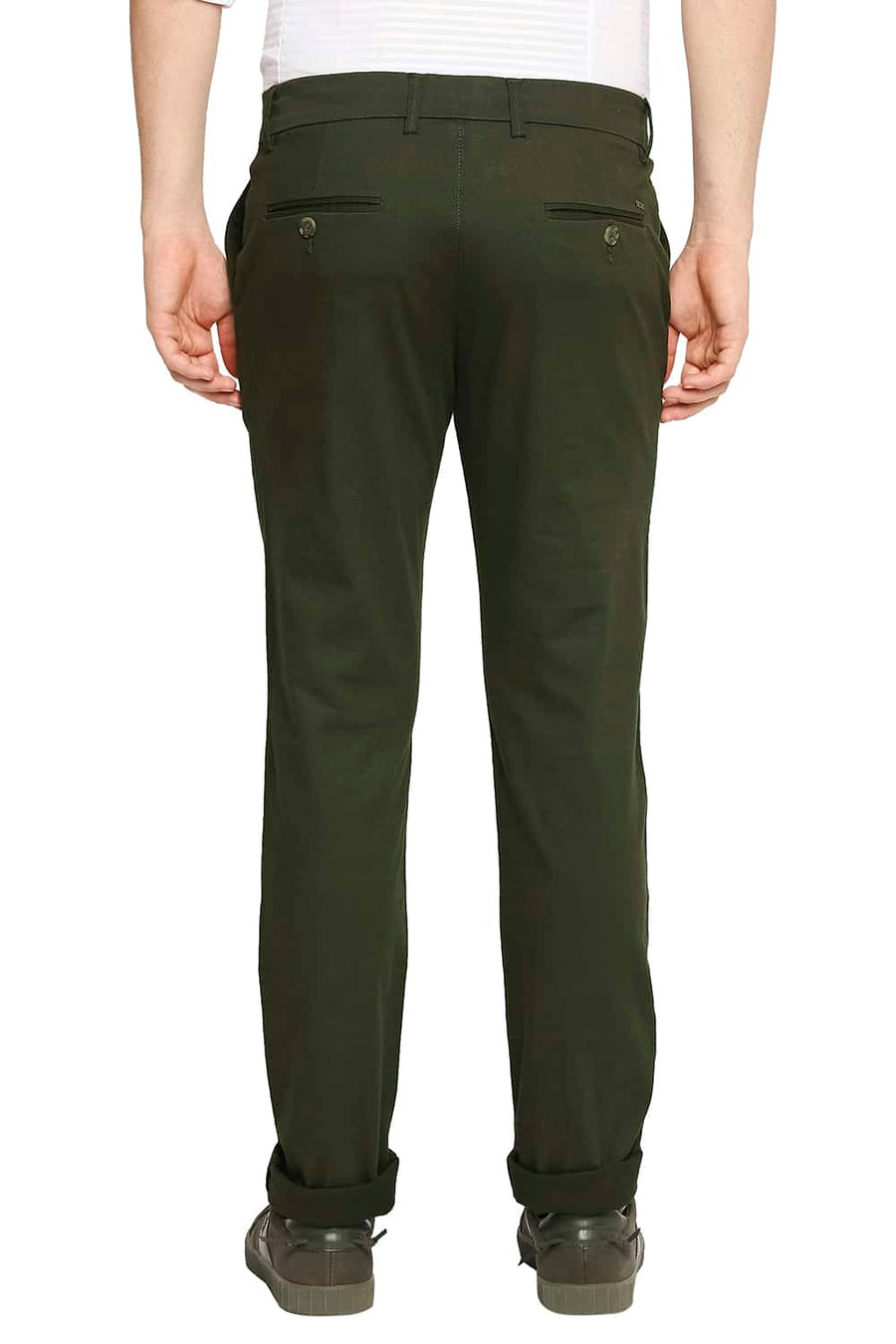 BASICS TAPERED FIT FOREST OLIVE STRETCH TROUSER