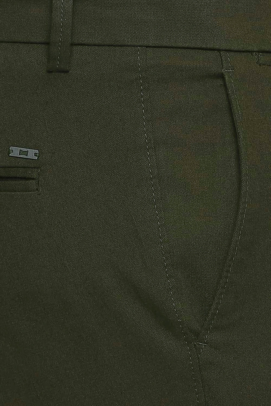 BASICS TAPERED FIT FOREST OLIVE STRETCH TROUSER