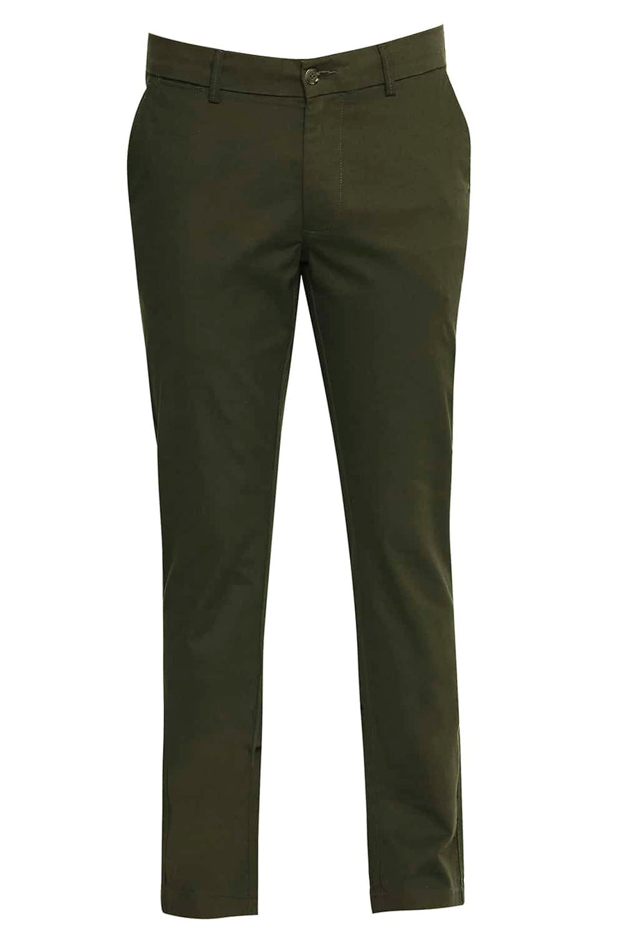 BASICS TAPERED FIT FOREST OLIVE STRETCH TROUSER