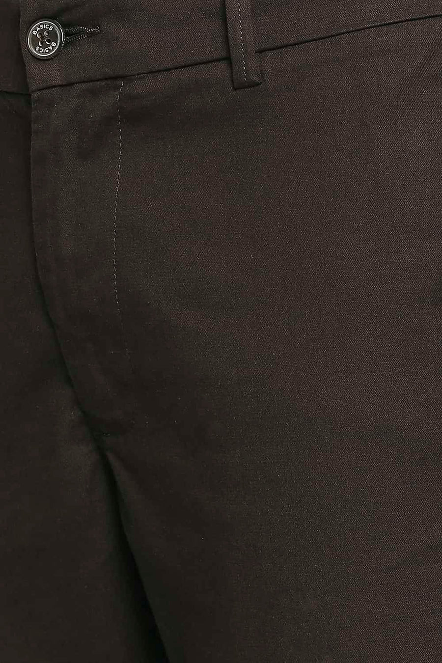 BASICS TAPERED FIT JAVA BROWN STRETCH TROUSER
