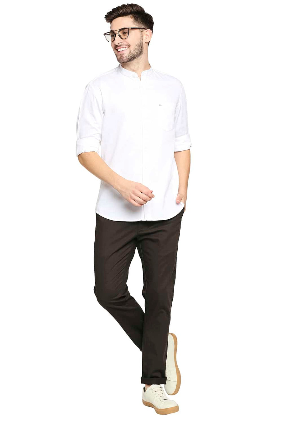 BASICS TAPERED FIT JAVA BROWN STRETCH TROUSER