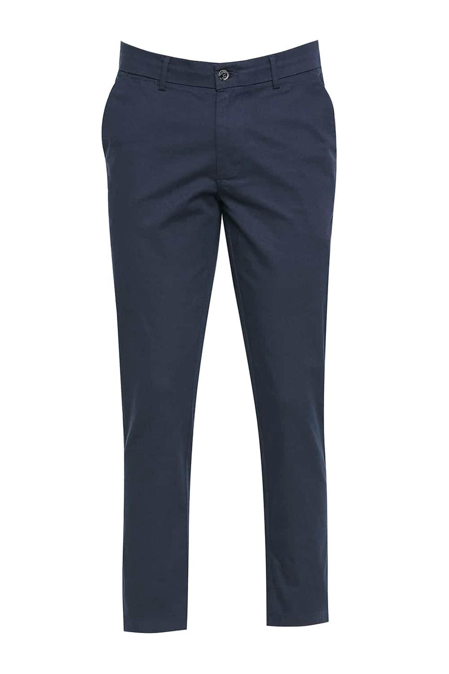 BASICS TAPERED FIT BLUEBERRY NAVY STRETCH TROUSER