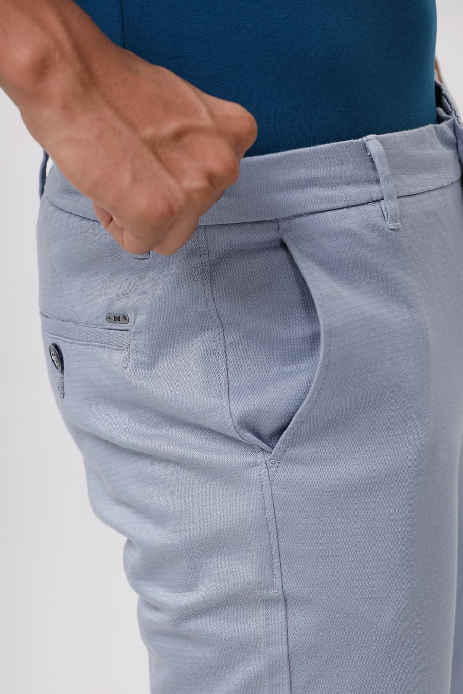 BASICS TAPERED FIT CITADEL BLUE STRETCH TROUSERS