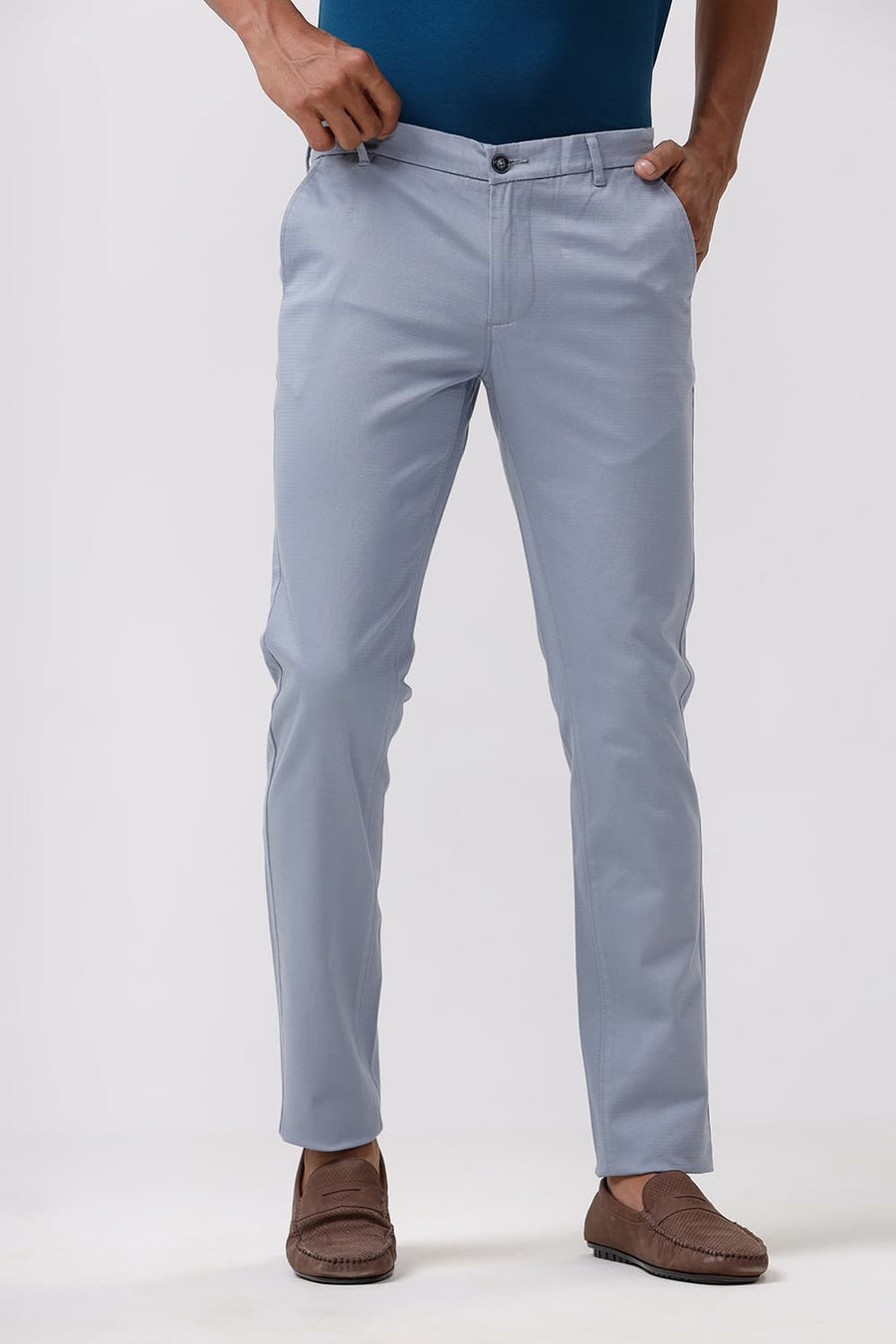 BASICS TAPERED FIT CITADEL BLUE STRETCH TROUSERS