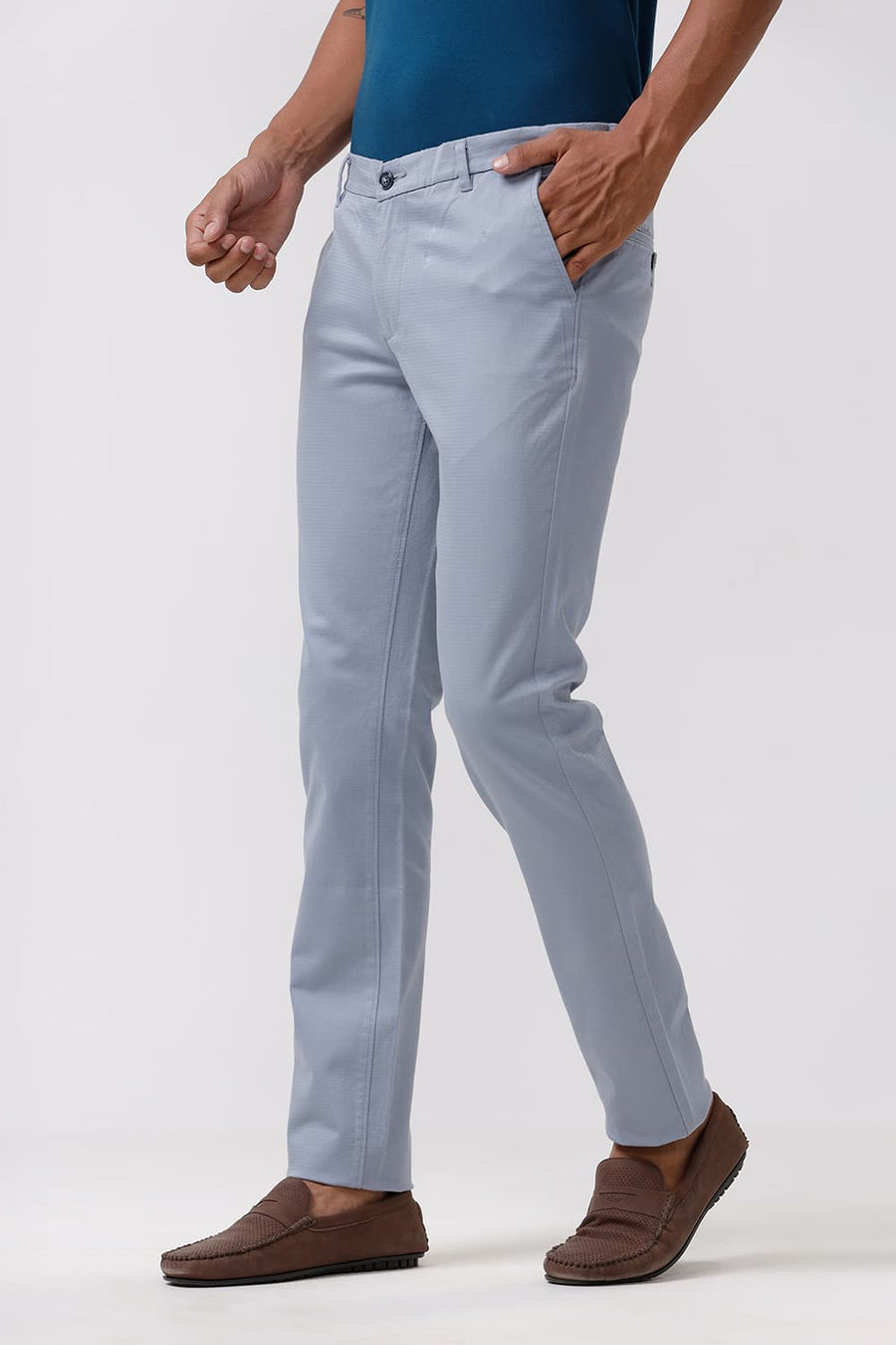 BASICS TAPERED FIT CITADEL BLUE STRETCH TROUSERS