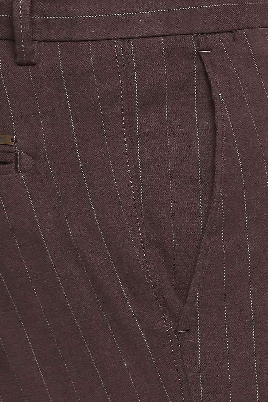 BASICS TAPERED FIT FUDGE COFFEE STRETCH TROUSER