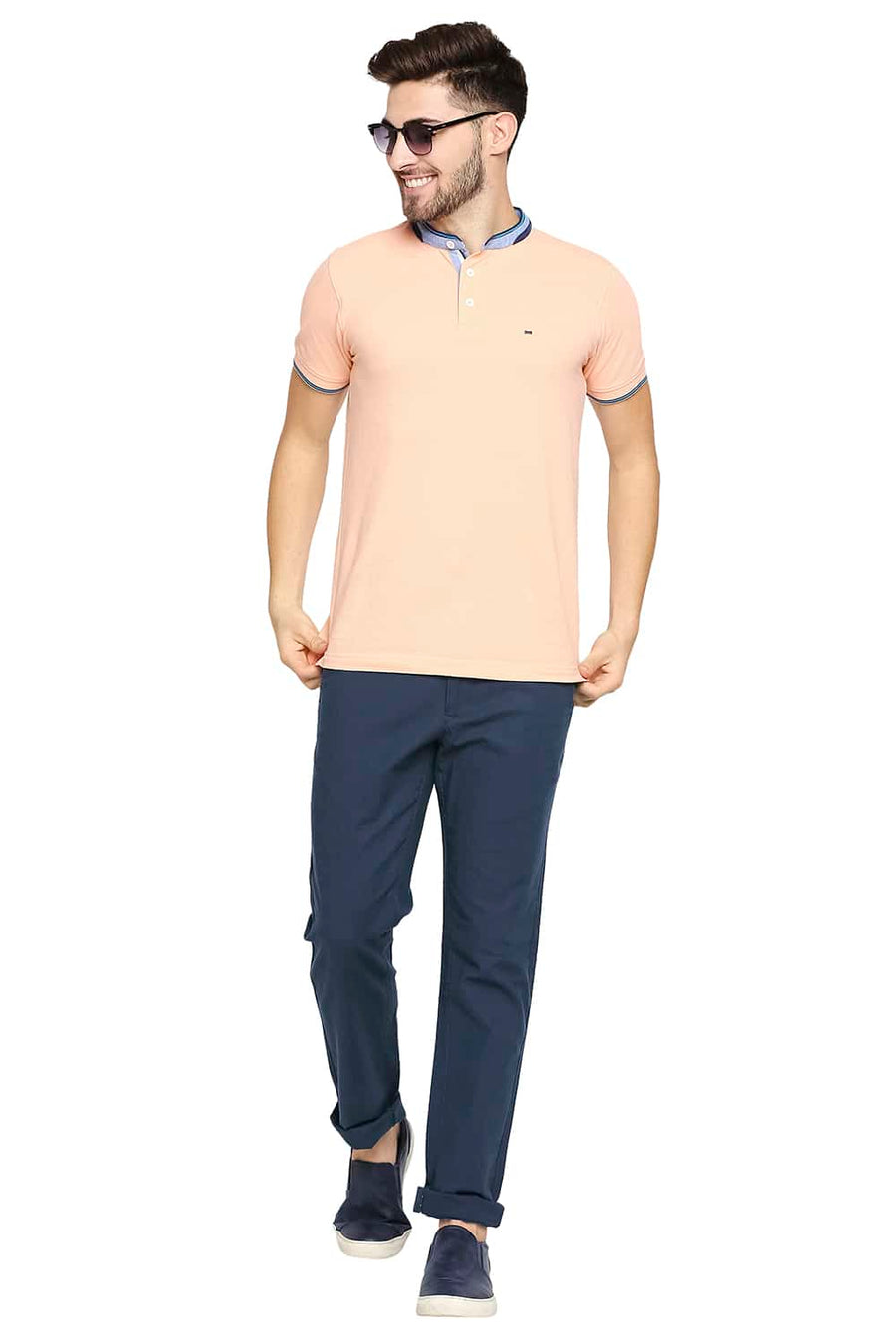 BASICS TAPERED FIT MOONLIT NAVY STRETCH TROUSER