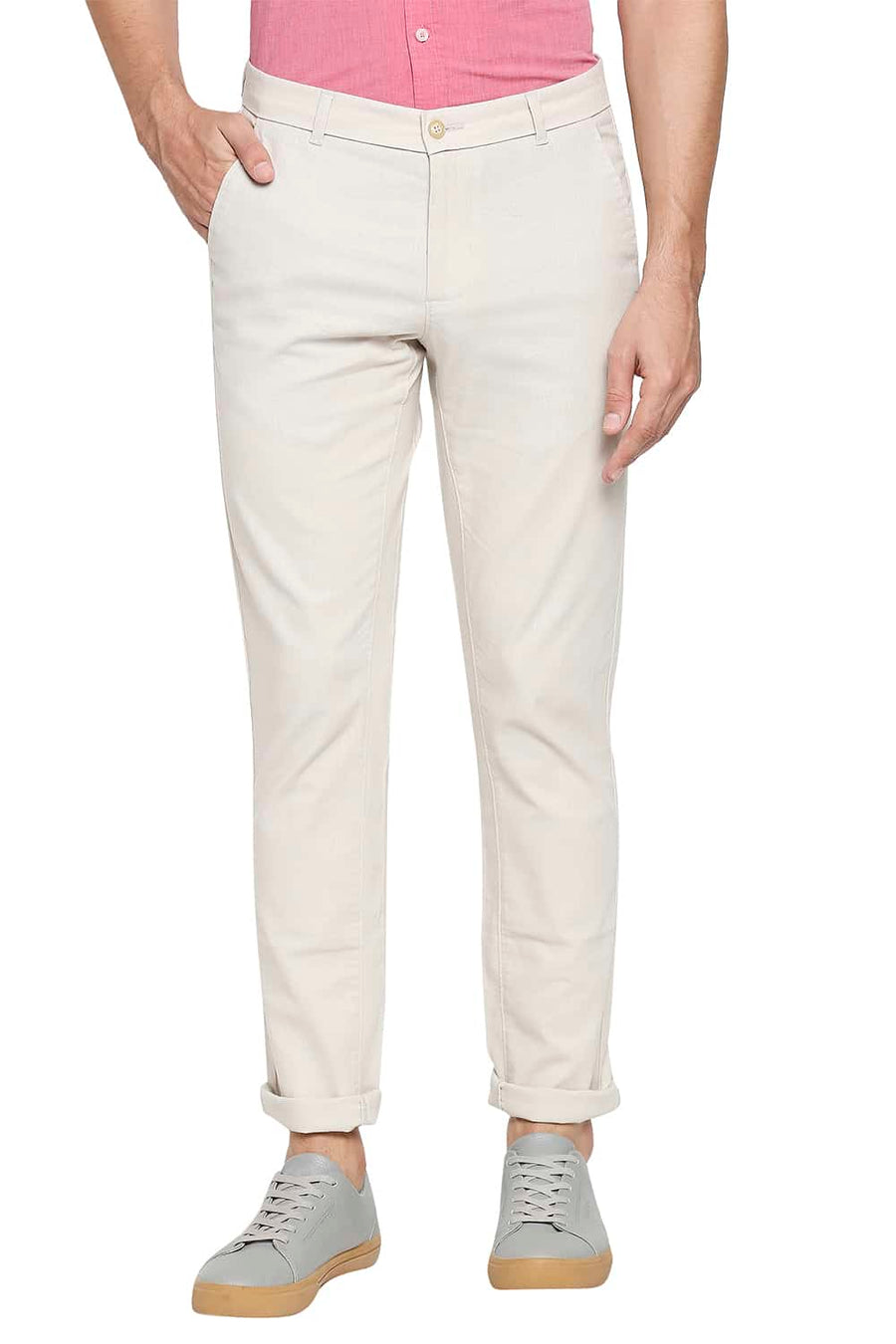 BASICS TAPERED FIT ARCTIC ECRU STRETCH TROUSER