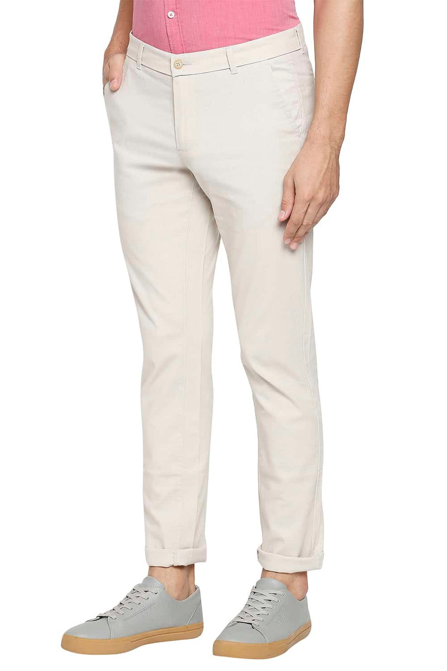 BASICS TAPERED FIT ARCTIC ECRU STRETCH TROUSER