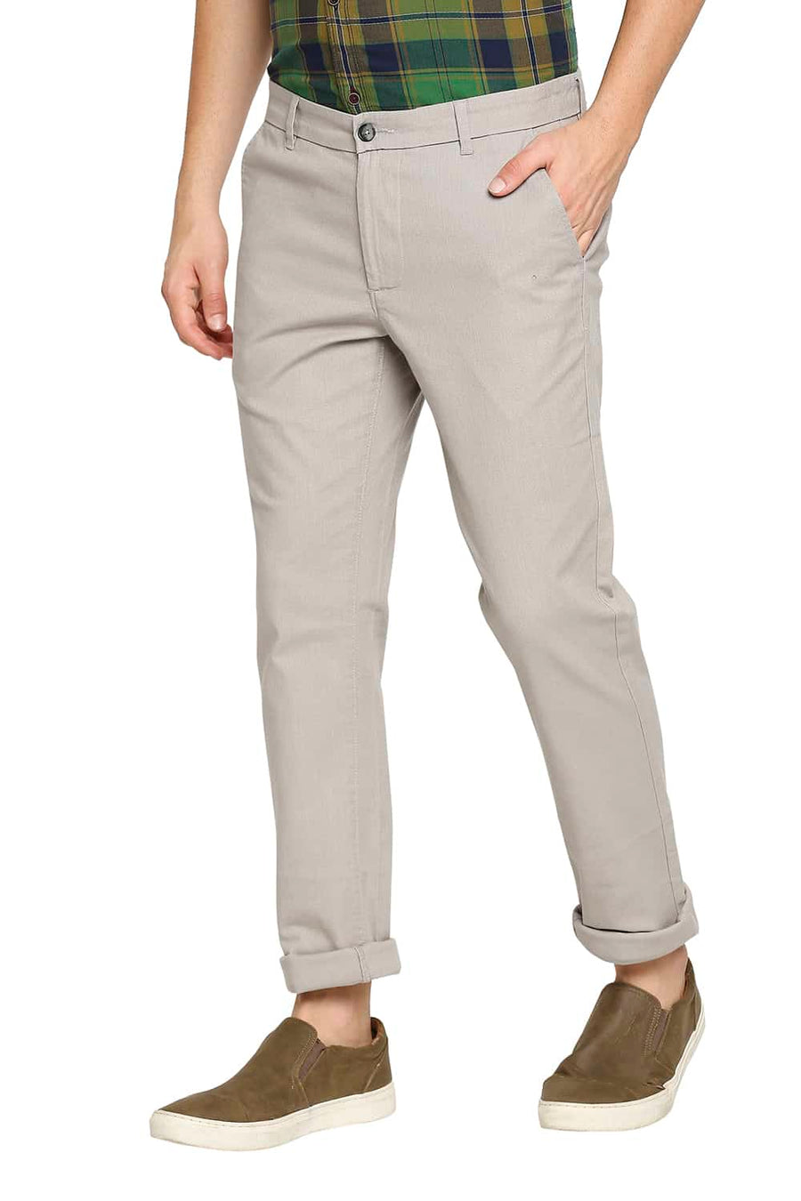 BASICS TAPERED FIT COBBLESTONE GREY STRETCH TROUSER