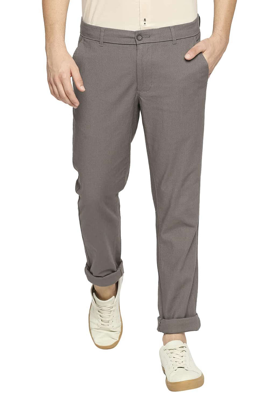 BASICS TAPERED FIT FALCON GREY STRETCH TROUSER