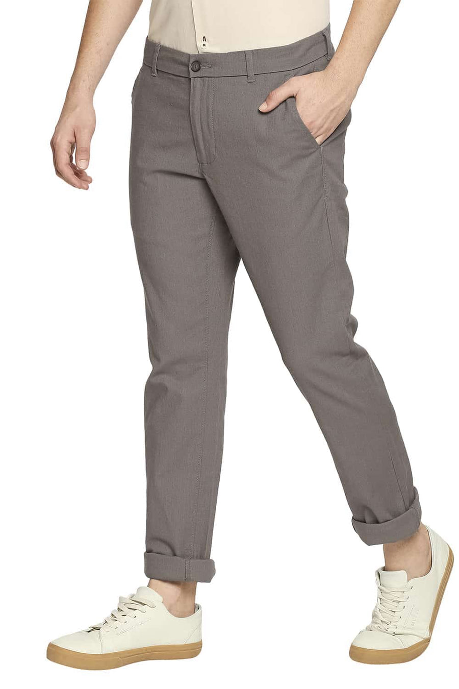 BASICS TAPERED FIT FALCON GREY STRETCH TROUSER